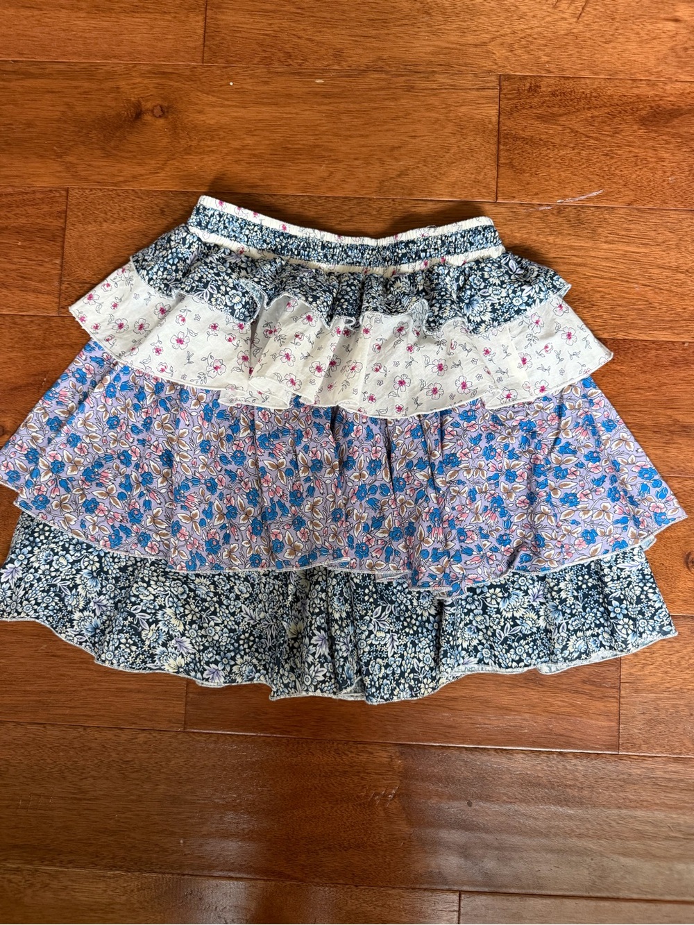 70F/21C Tiered Mixed-Floral Mini Skort Size S 100% Cotton
